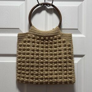 Chic Tan Crochet Tote Bag